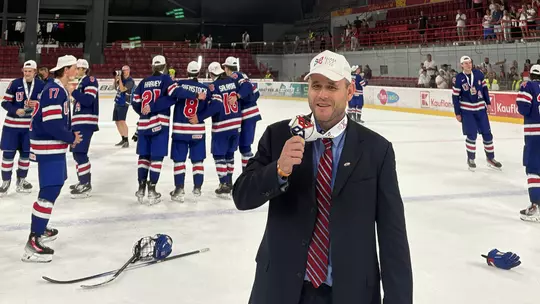 Ben Syer With Gold Medal At Hlinka Gretzky Cup