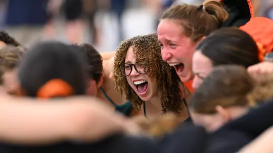 Women's Swimming & Diving Team Huddle
