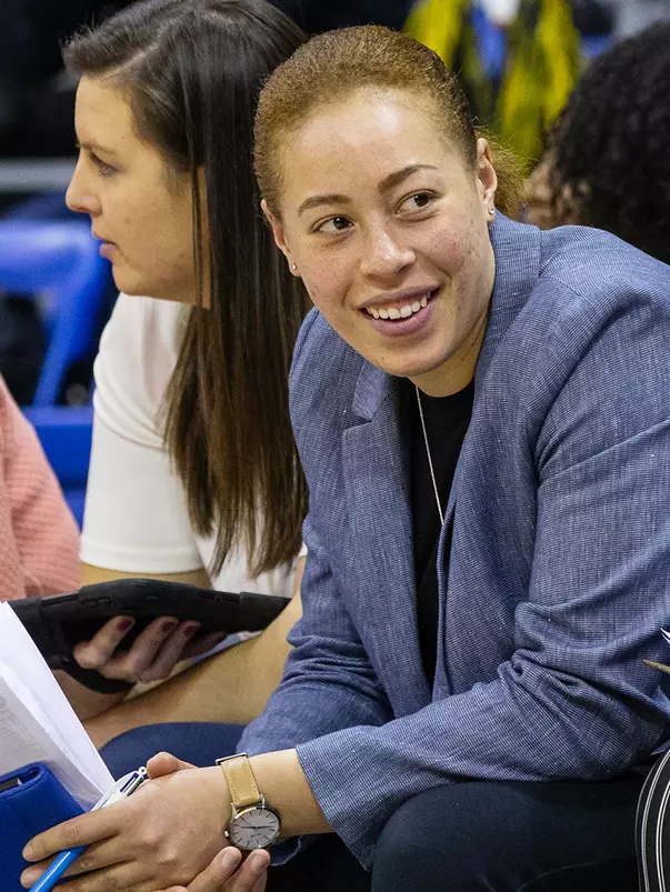 Jen Fay Coaching from bench vs. Niagara