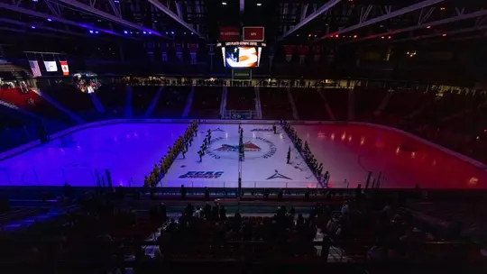 Puck Drop Photo From ECAC Championship