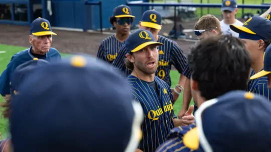 John Delaney Talks To Team After Win over Siena (May 8, 2025 in Hamden, Conn.)