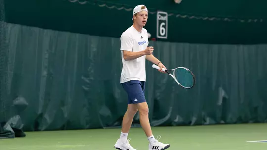 Elias Hoxha During Singles Match Against Rider (4.27.25 in North Haven, CT)