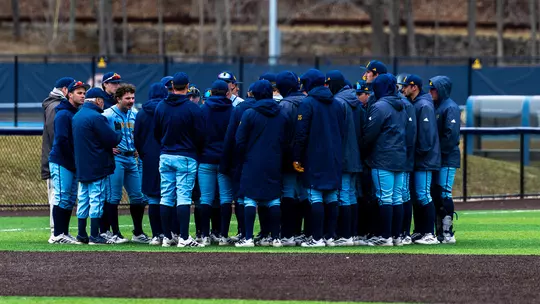 Baseball Team Huddle After Win over Sacred Heart (Mar 15, 2026 in Hamden, Conn.)