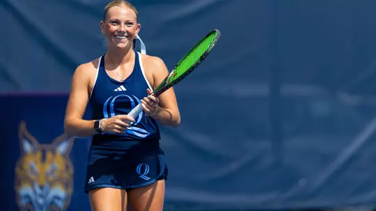 Caroline Schulson Smiling During Match Against Marist (9.05.25 in Hamden, CT)