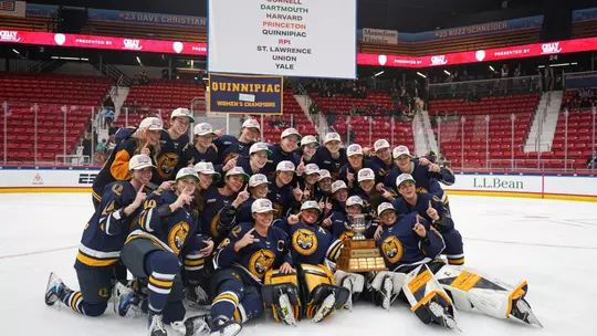 Quinnipiac Women's Ice Hockey Celebrating ECAC Championship Win (3.7.26 in Lake Placid, NY)