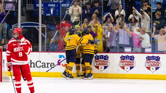Quinnipiac Celebrates a Goal vs. Boston University (Nov. 15, 2025 vs. Boston, Mass.)