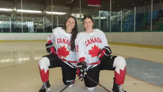 Rosalie Breton and Makayla Watson at Hockey Canada Camp
