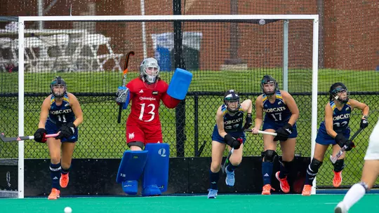 Quinnipiac Defending Penalty Corner Against Bryant (Aug. 28, 2026 in Hamden, Conn.