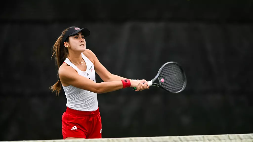 Ana Martinez Vaquero February 14, 2025 Louisiana vs. Tyler Junior College Women's Tennis at Cajun Courts in Lafayette, LA. Final score Louisiana 7 TJC 0. Photo by Benjamin R. Massey/Ragin' Cajuns Athletics