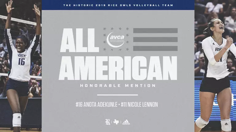 Lennon, Adekunle Named AVCA All-America Honorable Mention