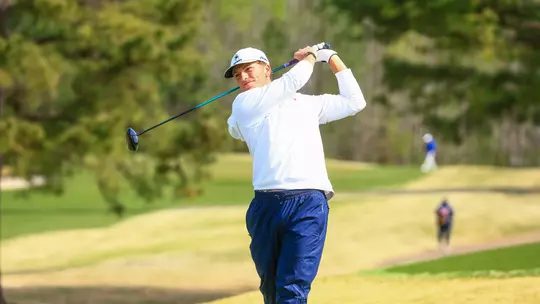 Parker Moellinger approaches his tee shot