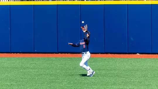 Outfielder Trevor Dosenbach makes the catch in right field