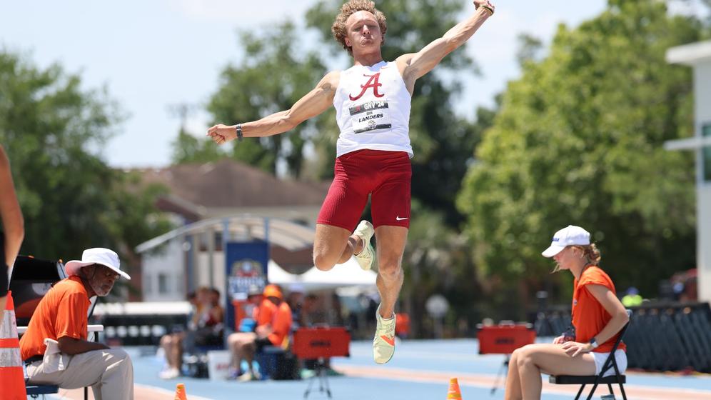 Alabama Track Athlete John Landers competes during day one of the 2024 SEC Track and Field Outdoor Championships at the Percy Beard Track inside the James G. Pressly Stadium in Gainesville, FL on Thursday, May 9, 2024.
