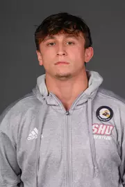 John Hildebrandt. The SHU Men's Volleyball, Women and Men's Wrestling, and Dance teams held their Media Days today at the William Pitt Center, Sacred Heart Universary, Fairfield CT. Sunday, September 28, 2025. Photo by: Mark F. Conrad