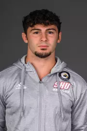 Mike Manta. The SHU Men's Volleyball, Women and Men's Wrestling, and Dance teams held their Media Days today at the William Pitt Center, Sacred Heart Universary, Fairfield CT. Sunday, September 28, 2025. Photo by: Mark F. Conrad