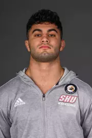 Calvin Pineda. The SHU Men's Volleyball, Women and Men's Wrestling, and Dance teams held their Media Days today at the William Pitt Center, Sacred Heart Universary, Fairfield CT. Sunday, September 28, 2025. Photo by: Mark F. Conrad