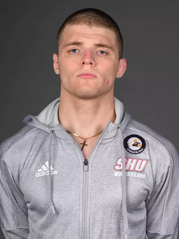 Connor MacDonald. The SHU Men's Volleyball, Women and Men's Wrestling, and Dance teams held their Media Days today at the William Pitt Center, Sacred Heart Universary, Fairfield CT. Sunday, September 28, 2025. Photo by: Mark F. Conrad