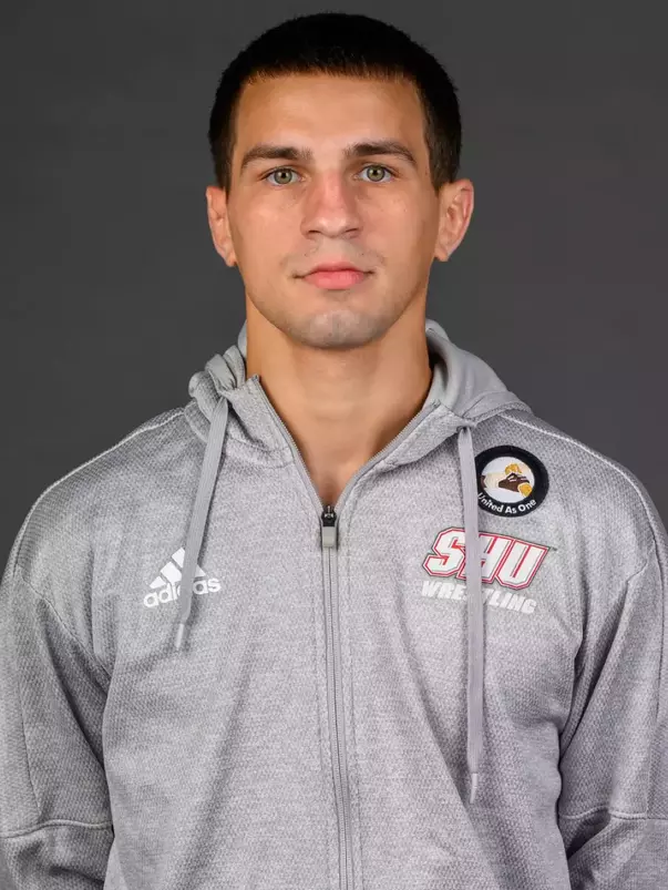 Braxton Appello. A Media Day was held today for the SHU Women's Equestrian, Men's Ice Hockey, Men's Wrestling, and Women's Rowing teams at the Martire Family Arena, Sacred Heart Universary, Fairfield, CT. Tuesday, September 1, 2026. Photo by: Mark F. Conrad