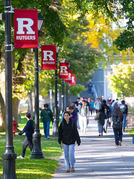 Students on campus walking
