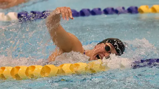 South Dakota State's Aubrey Douds swims freestyle in action during the 2025-26 season.