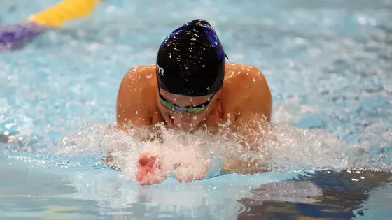 Hannah Miller competes in the breaststroke events for the South Dakota State women's swimming and diving team.