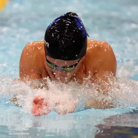 Hannah Miller competes in the breaststroke events for the South Dakota State women's swimming and diving team.