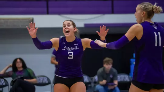 Madi Zorn celebrating after a point vs HCU (10.10.26)