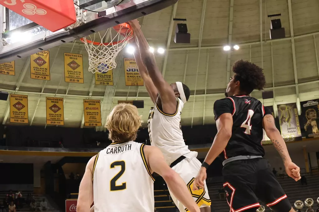 Men's Basketball Action in a game between Southern Miss Golden Eagles and William Carey and in the NCAA Men's Basketball game. November 18, 2025 (Joe Harper/bgnphoto.com)