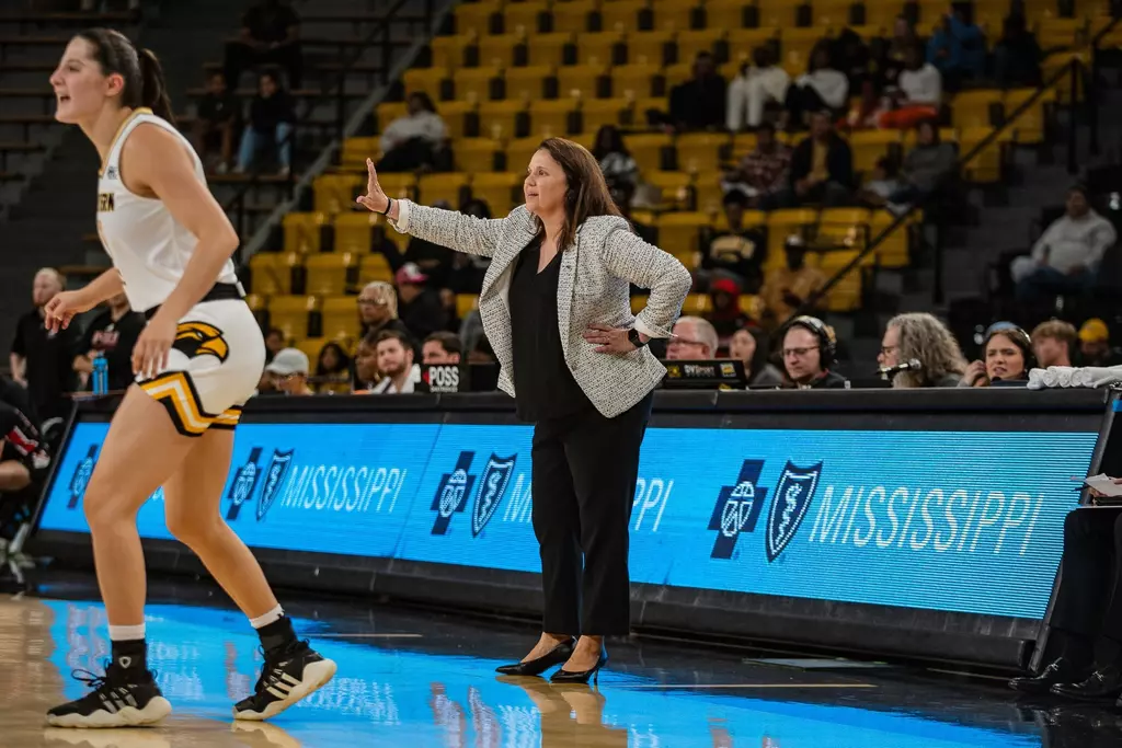 Missy Bilderback on the sideline against NIU