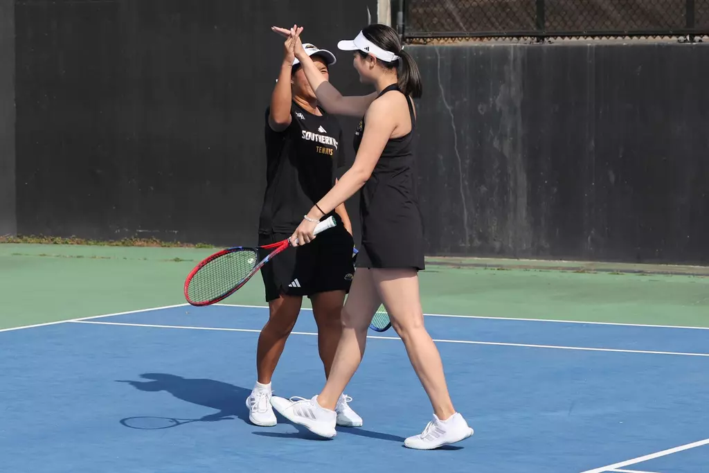 Tennis Action in a match between Southern Miss and Jackson State in a NCAA Tennis match. February 13, 2026 (Joe Harper/bgnphoto.com)