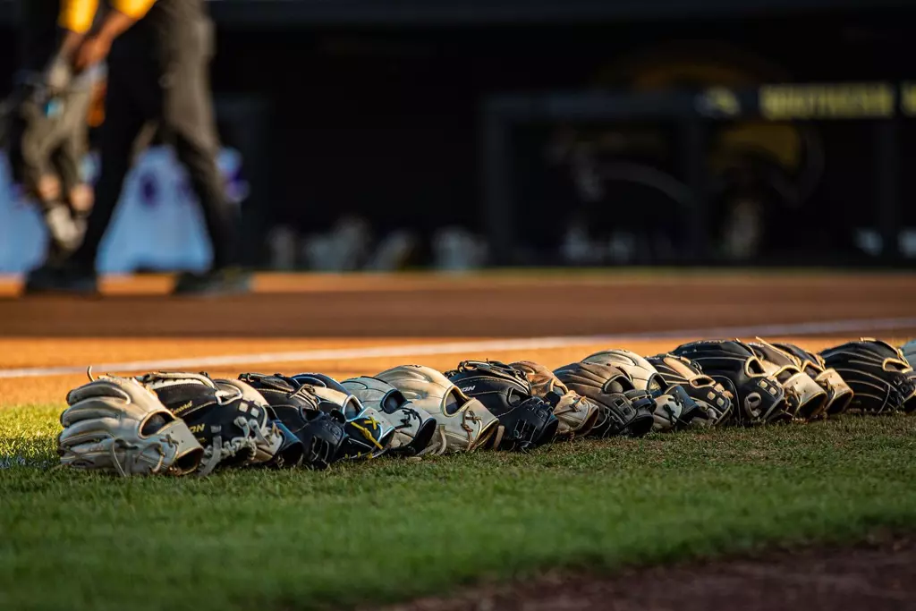 Softball gloves pre-game