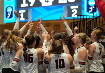 Team huddle @ Nebraska Kearney NCAA Round of 32/Central Region Semifinals 12-5-25