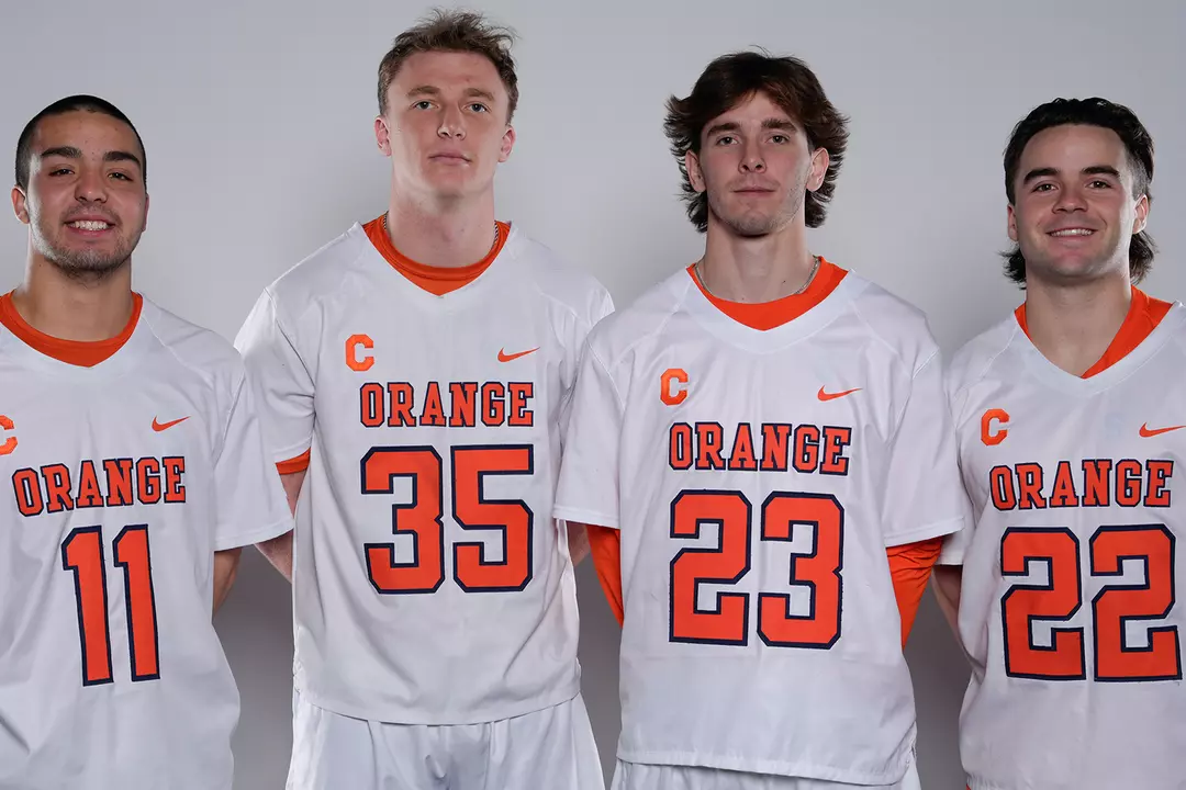 2026 Men's Lacrosse Captains Riley Figuerias, Billy Dwan III, Finn Thomson, Joey Spallina