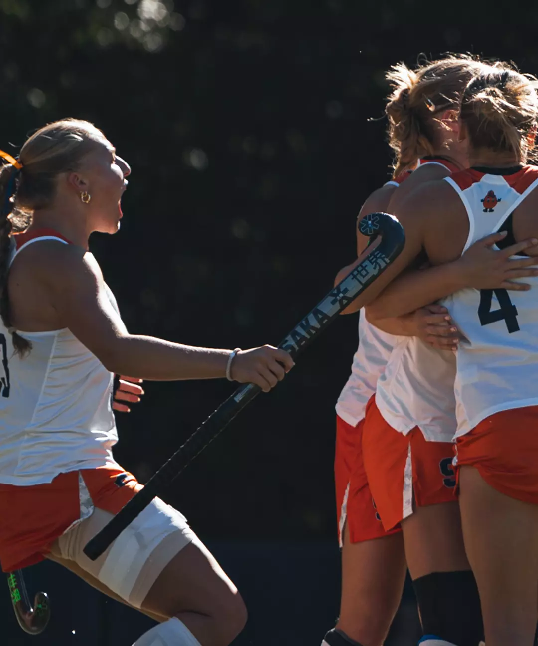 Syracuse Field Hockey Celebrates at Goal at North Carolina