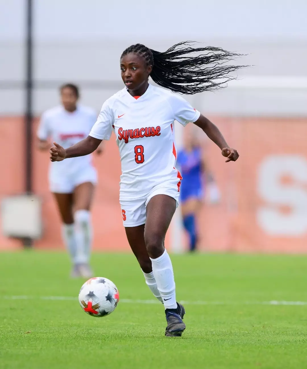 Chloe Joseph dribbles up the field