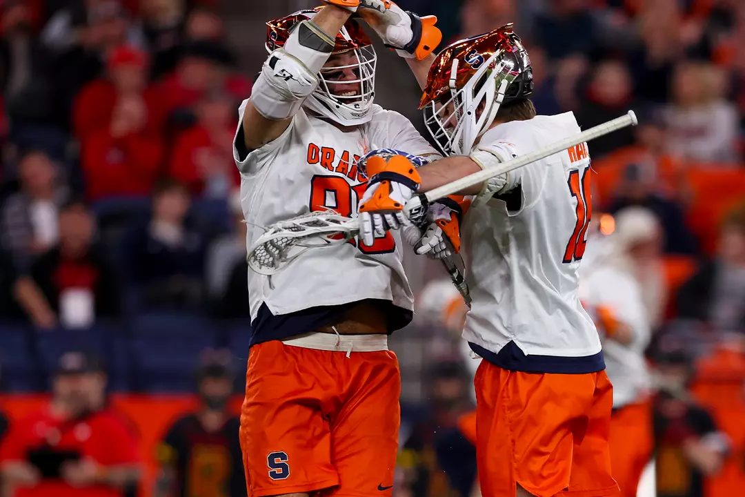 Syracuse celebrates a goal vs Maryland