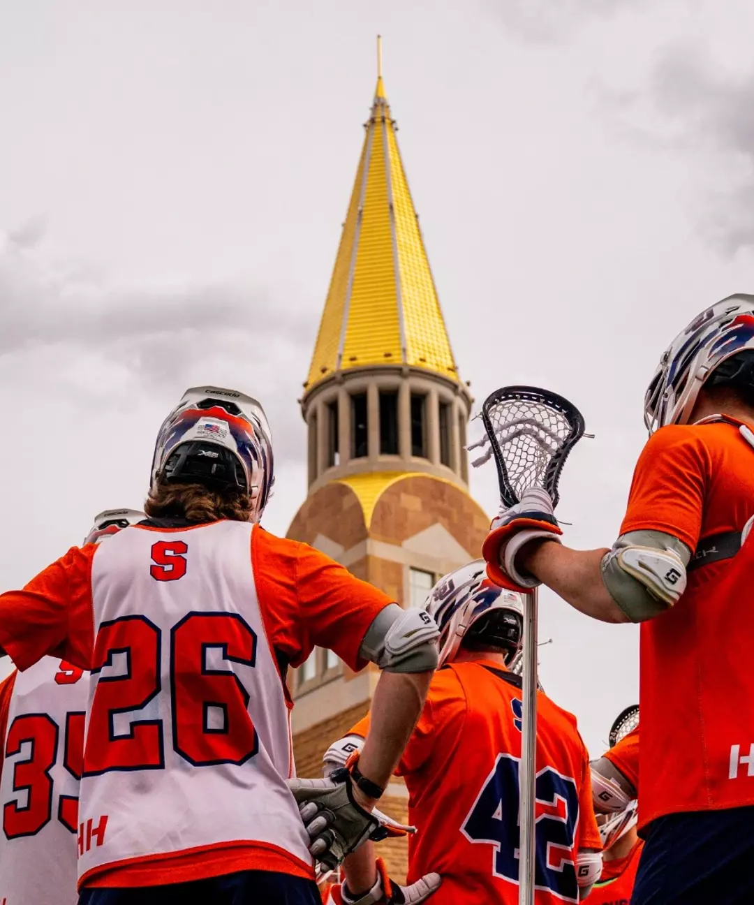 Men's Lacrosse Huddle at Denver Practice