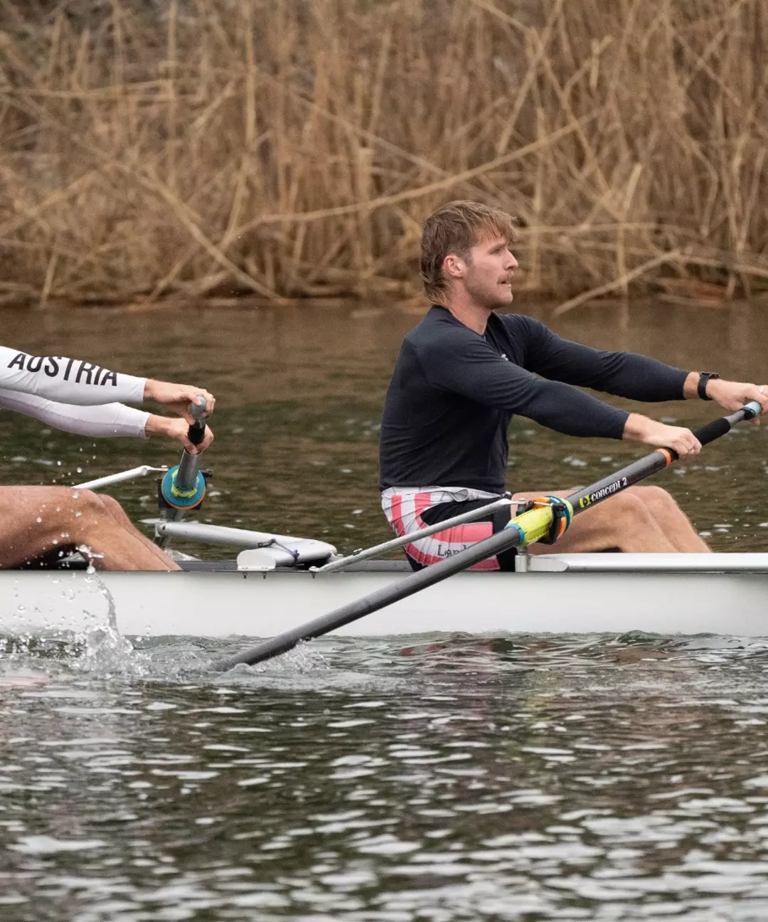 Men's rowing on senaca river in fours