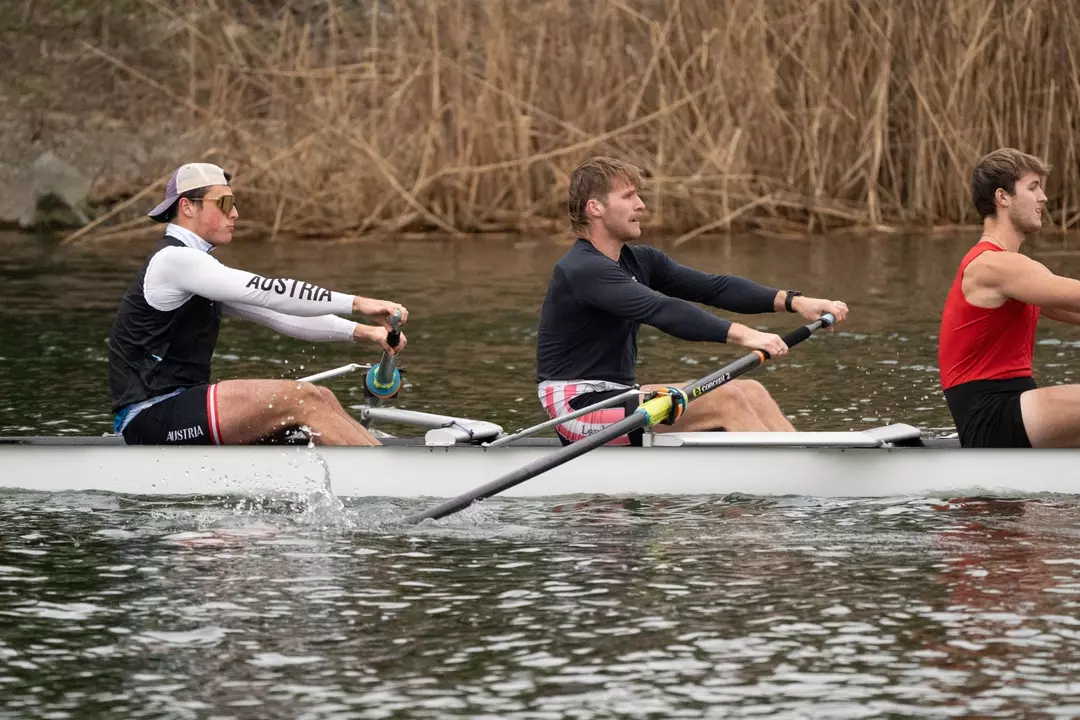 Men's rowing on senaca river in fours