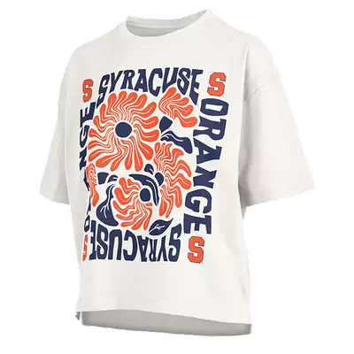 Women's Pressbox White Syracuse Orange Elena Oversized Slub T-Shirt promo image
