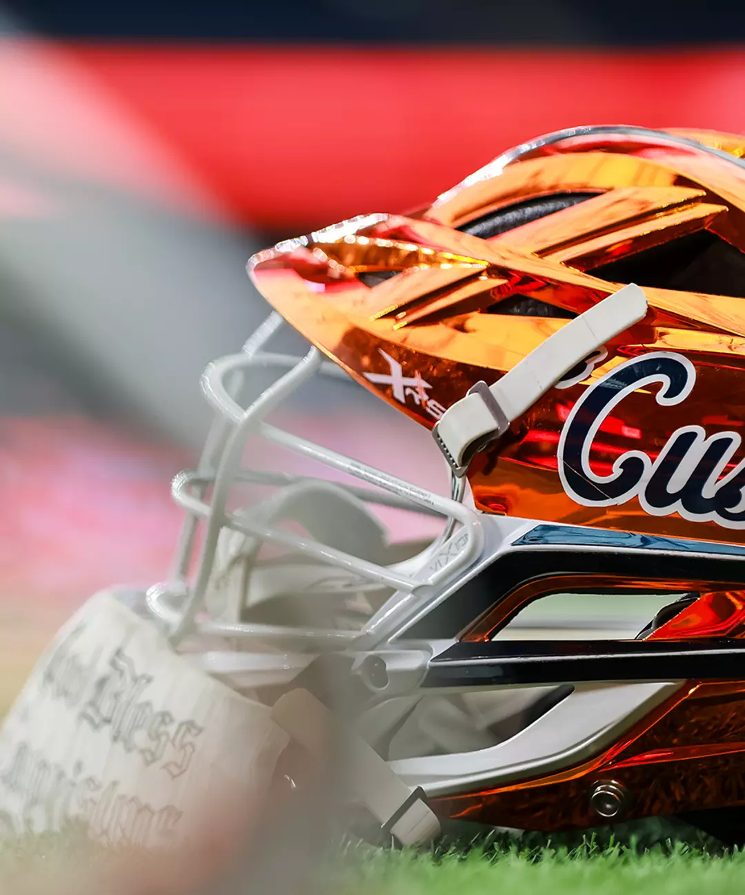 Syracuse Women's Lacrosse Goalie Helmet On Field