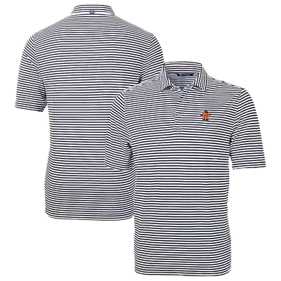Men's Cutter & Buck Navy Syracuse Orange Vault DryTec Virtue Eco Pique Stripe Recycled Polo promo image