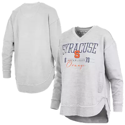 Women's Pressbox Heather Gray Syracuse Orange Marcus East Hall Poncho V-Neck Sweatshirt promo image