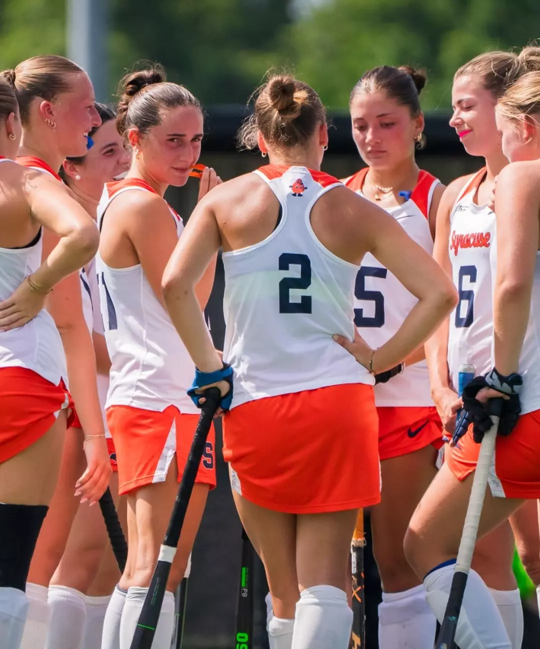 Field Hockey Team Huddle at Cornell Scrimmage