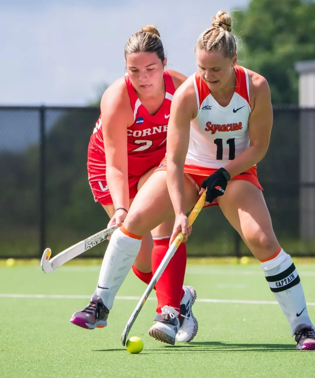 Grace Anne McCooey backs down a defender at Cornell