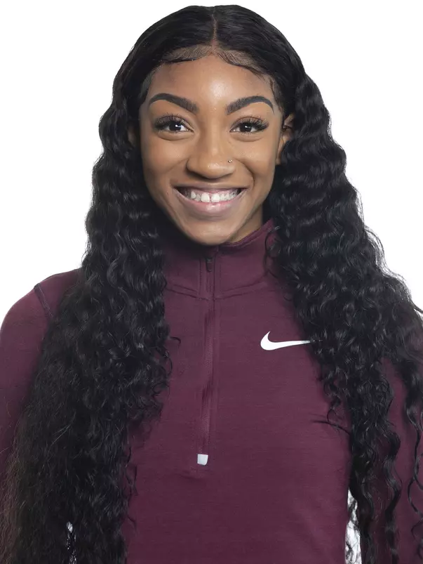 COLLEGE STATION, TX - JANUARY 20, 2020 - Amber Ivy during track and field headshot day in College Station, TX. Photo By Craig Bisacre/Texas A&M Athletics