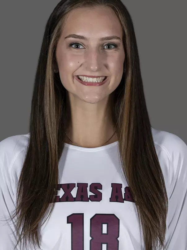 COLLEGE STATION, TX - AUGUST 11, 2020 - setter Camille Conner #18 of the Texas A&M Aggies during volleyball photo day in College Station, TX. Photo By Craig Bisacre/Texas A&M Athletics