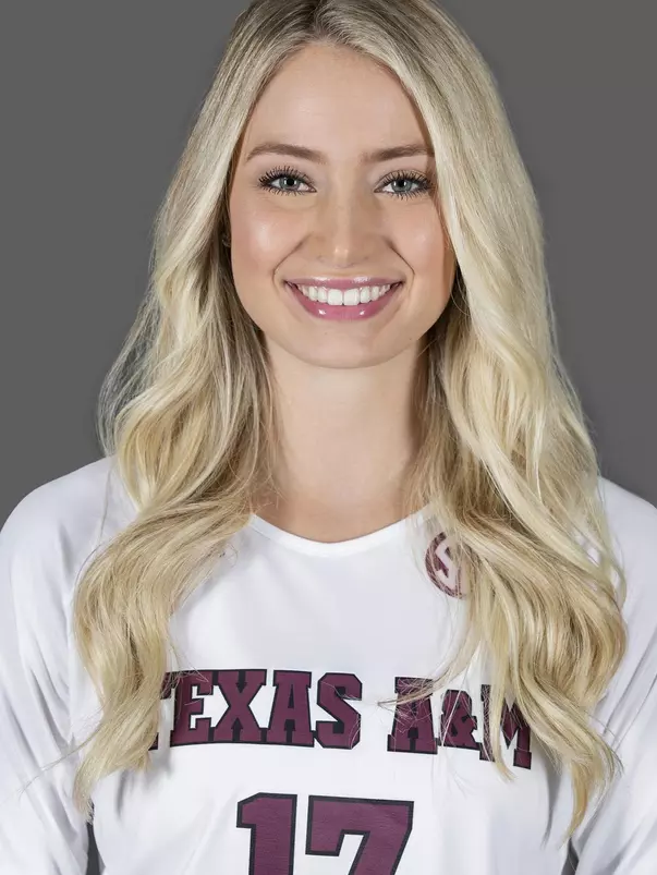 COLLEGE STATION, TX - AUGUST 11, 2020 - outside hitter Ciera "CiCi" Hecht #17 of the Texas A&M Aggies during volleyball photo day in College Station, TX. Photo By Craig Bisacre/Texas A&M Athletics