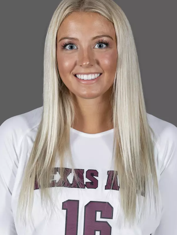COLLEGE STATION, TX - AUGUST 11, 2020 - libero/defensive specialist Sabrina Sustala #16 of the Texas A&M Aggies during volleyball photo day in College Station, TX. Photo By Craig Bisacre/Texas A&M Athletics