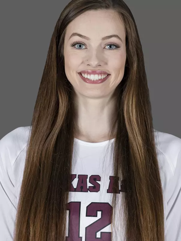COLLEGE STATION, TX - AUGUST 11, 2020 - middle blocker Mallory Talbert #12 of the Texas A&M Aggies during volleyball photo day in College Station, TX. Photo By Craig Bisacre/Texas A&M Athletics